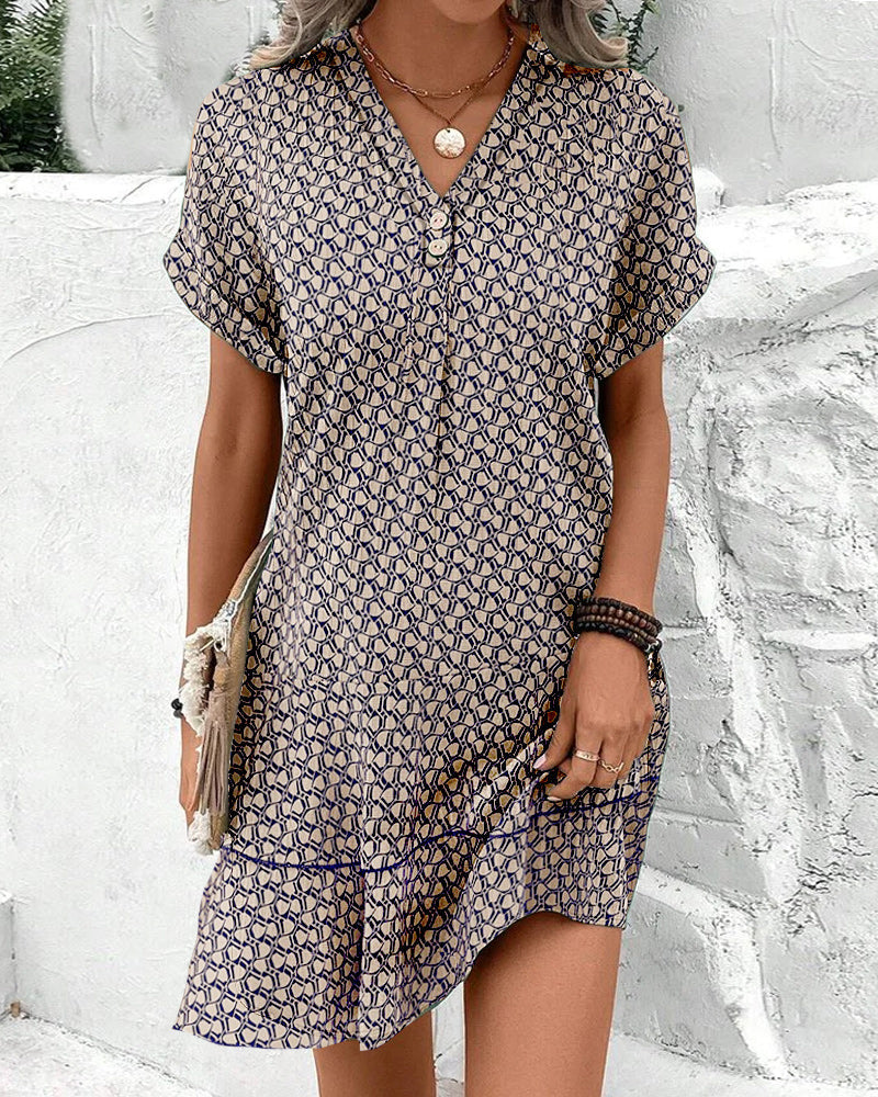 Short Sleeve V-Neck Casual Dress with Lightweight Design