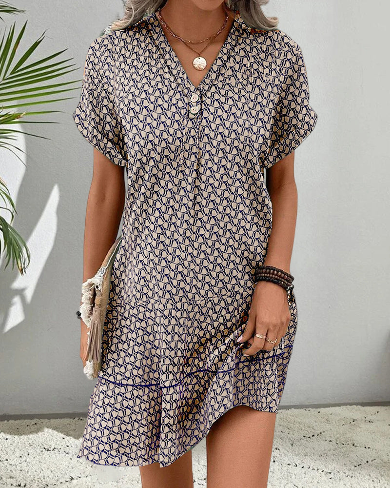 Short Sleeve V-Neck Casual Dress with Lightweight Design