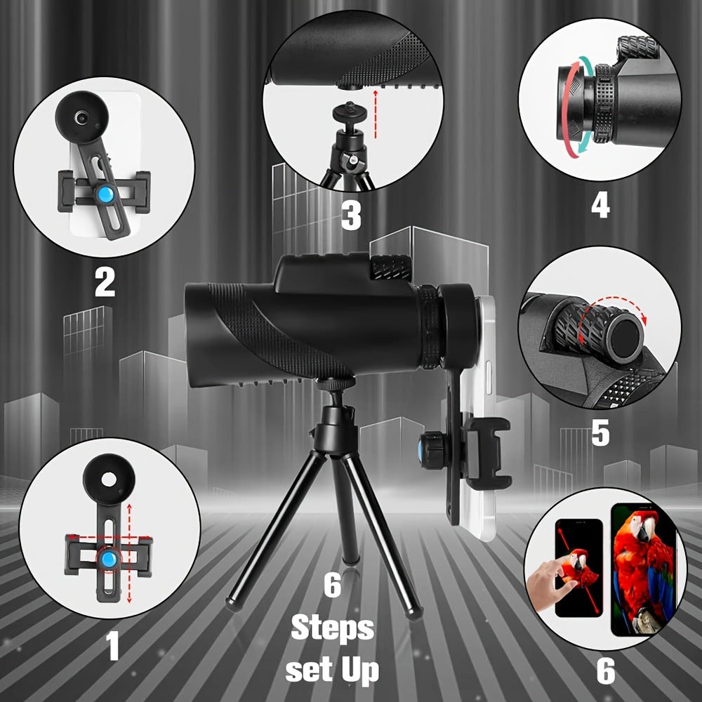 High Definition Monocular Telescope | Zoom Lens with Tripod & Phone Mount