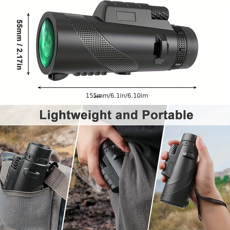High Definition Monocular Telescope | Zoom Lens with Tripod & Phone Mount