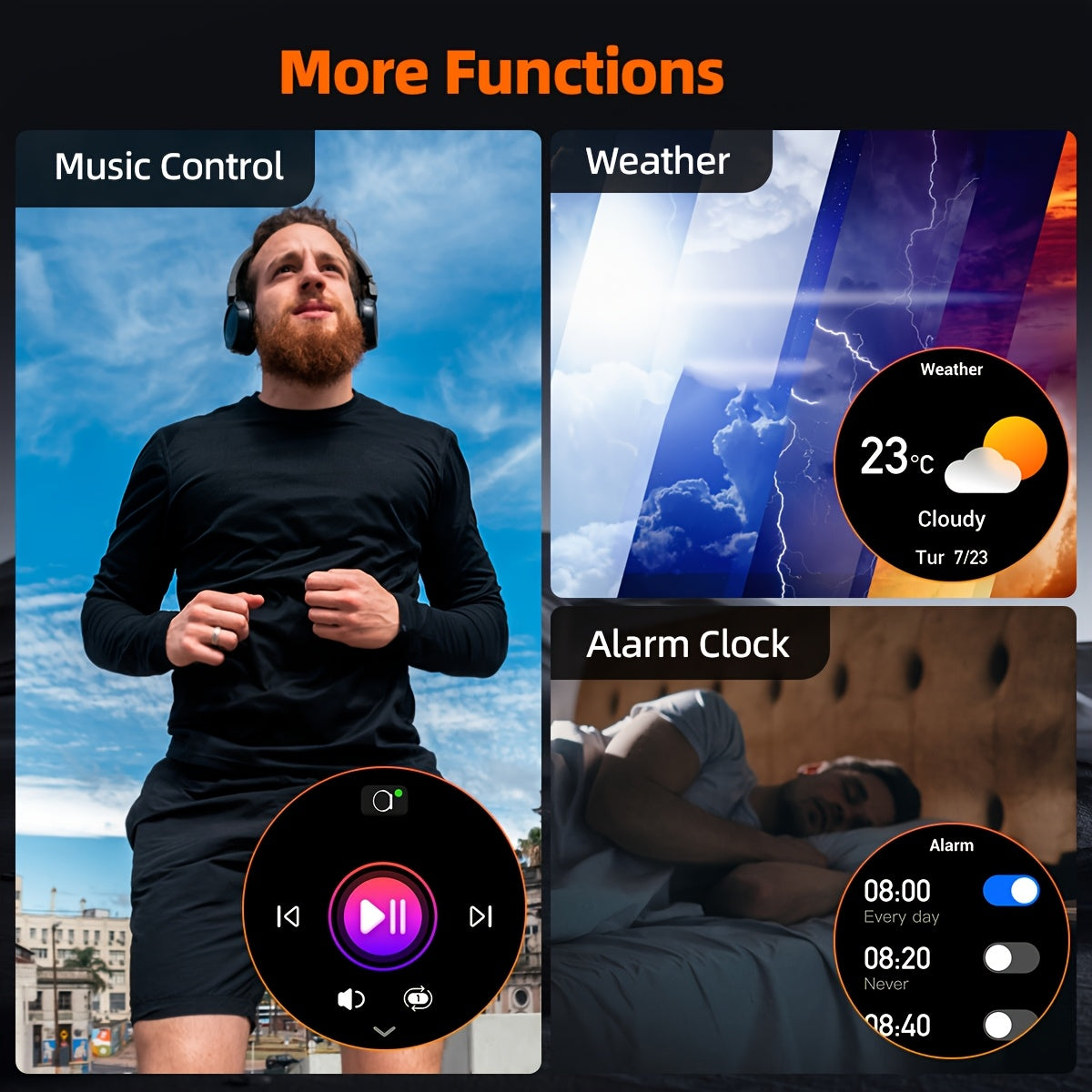 Tactical Smartwatch for Men | LED Light and Compass Function