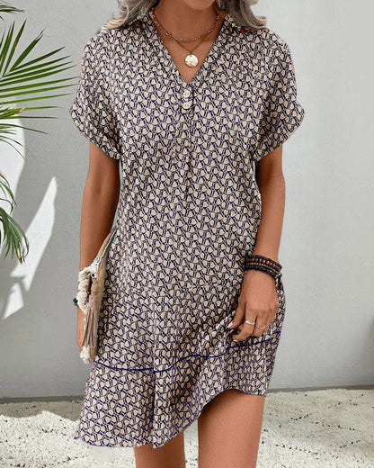 Short Sleeve V-Neck Casual Dress with Lightweight Design