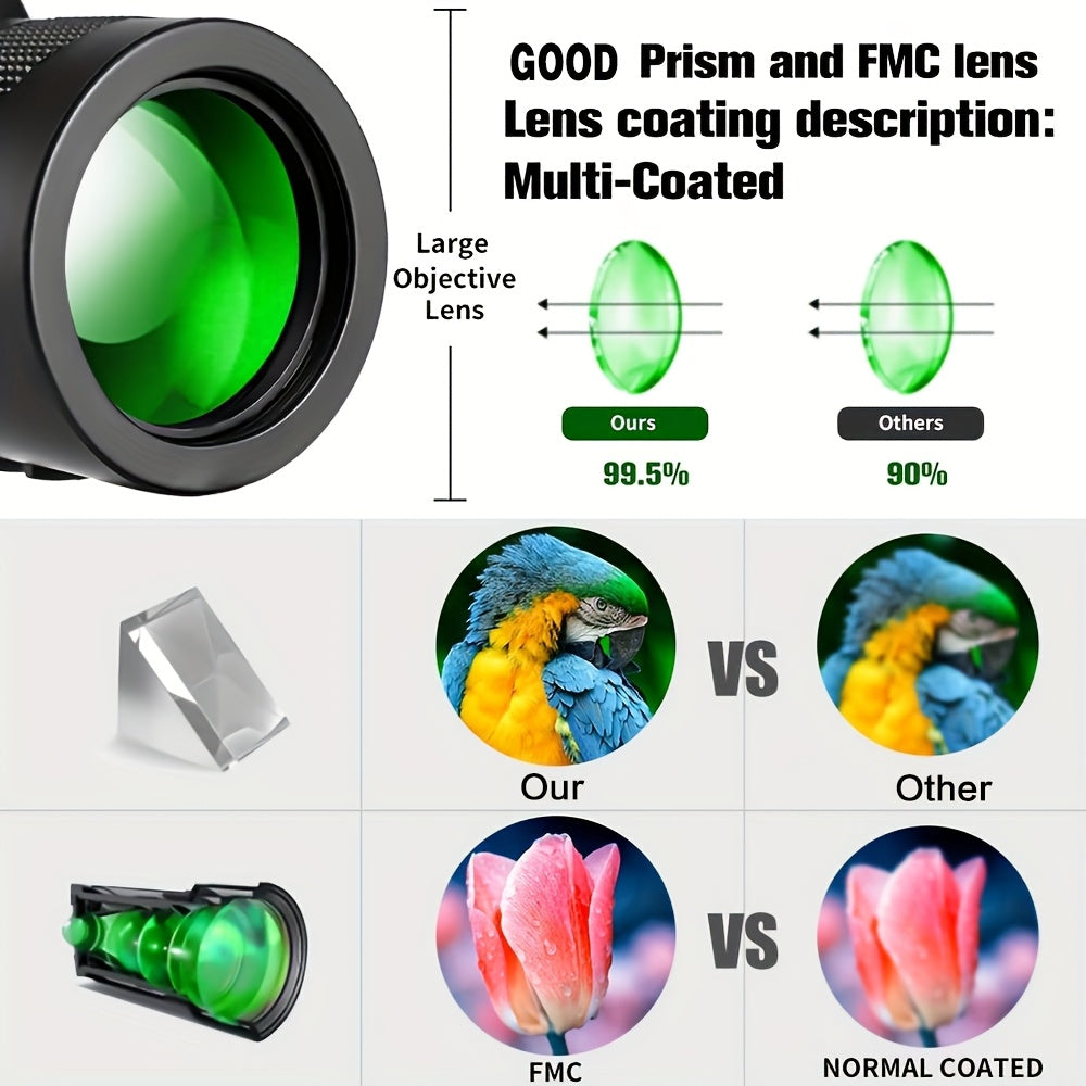 High Definition Monocular Telescope | Zoom Lens with Tripod & Phone Mount