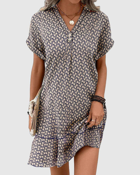 Short Sleeve V-Neck Casual Dress with Lightweight Design