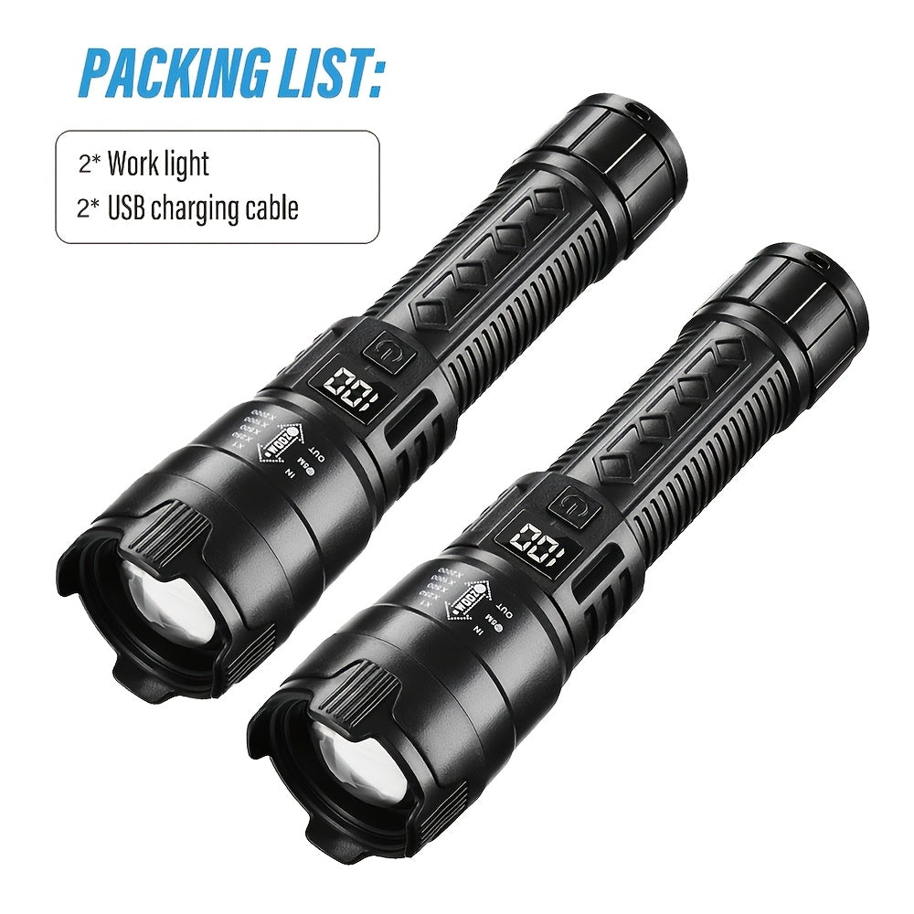 Powerful LED Flashlight Set | USB Rechargeable Torch for Camping