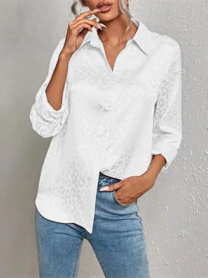 Women's leopard print jacquard blouse