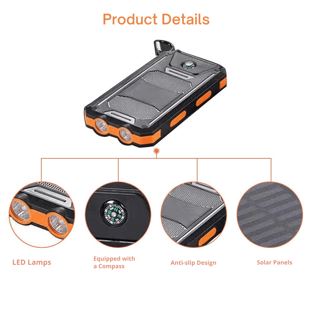 Solar Power Bank | Waterproof Portable Charger