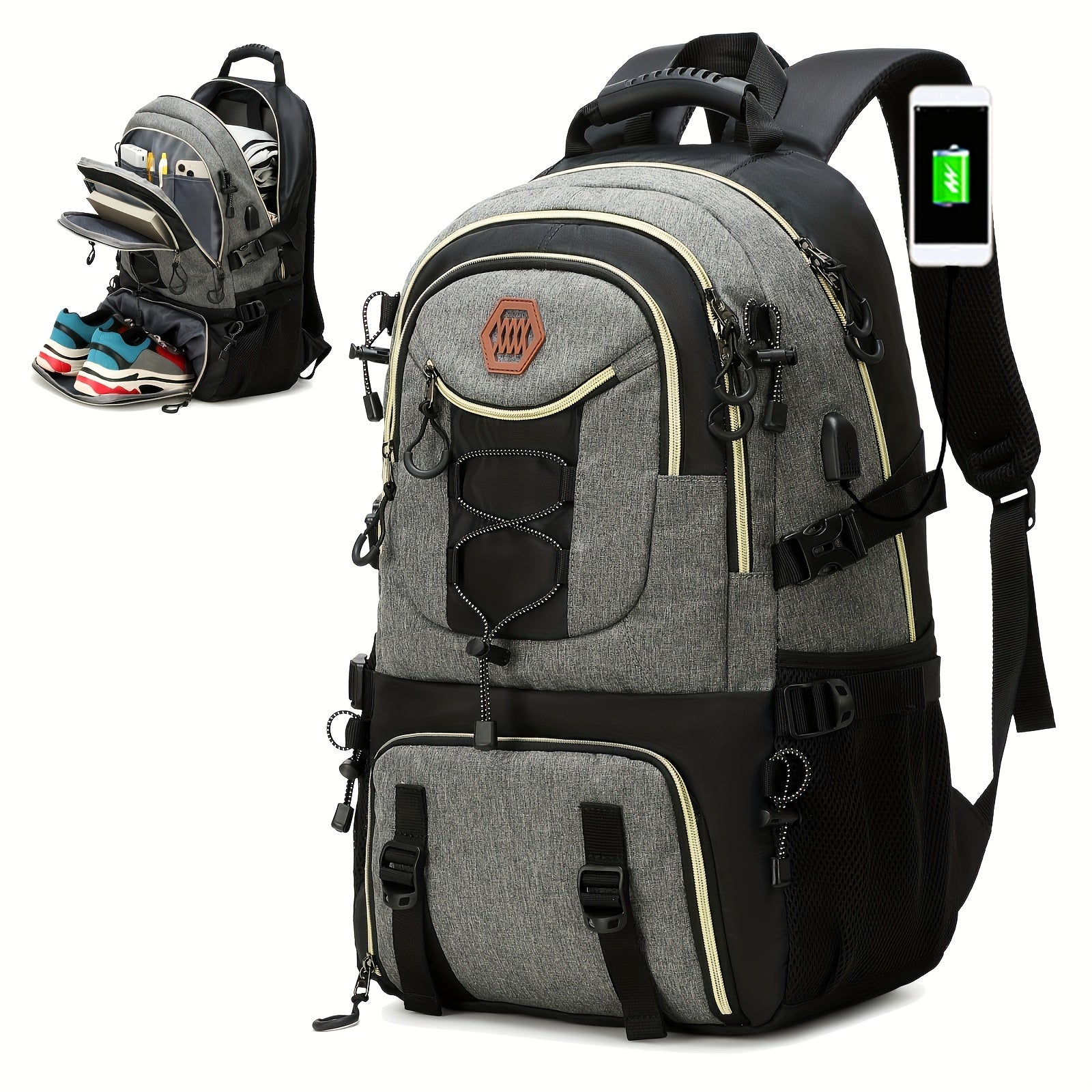 Large Capacity Travel Backpack | USB Charging & Shoe Compartment