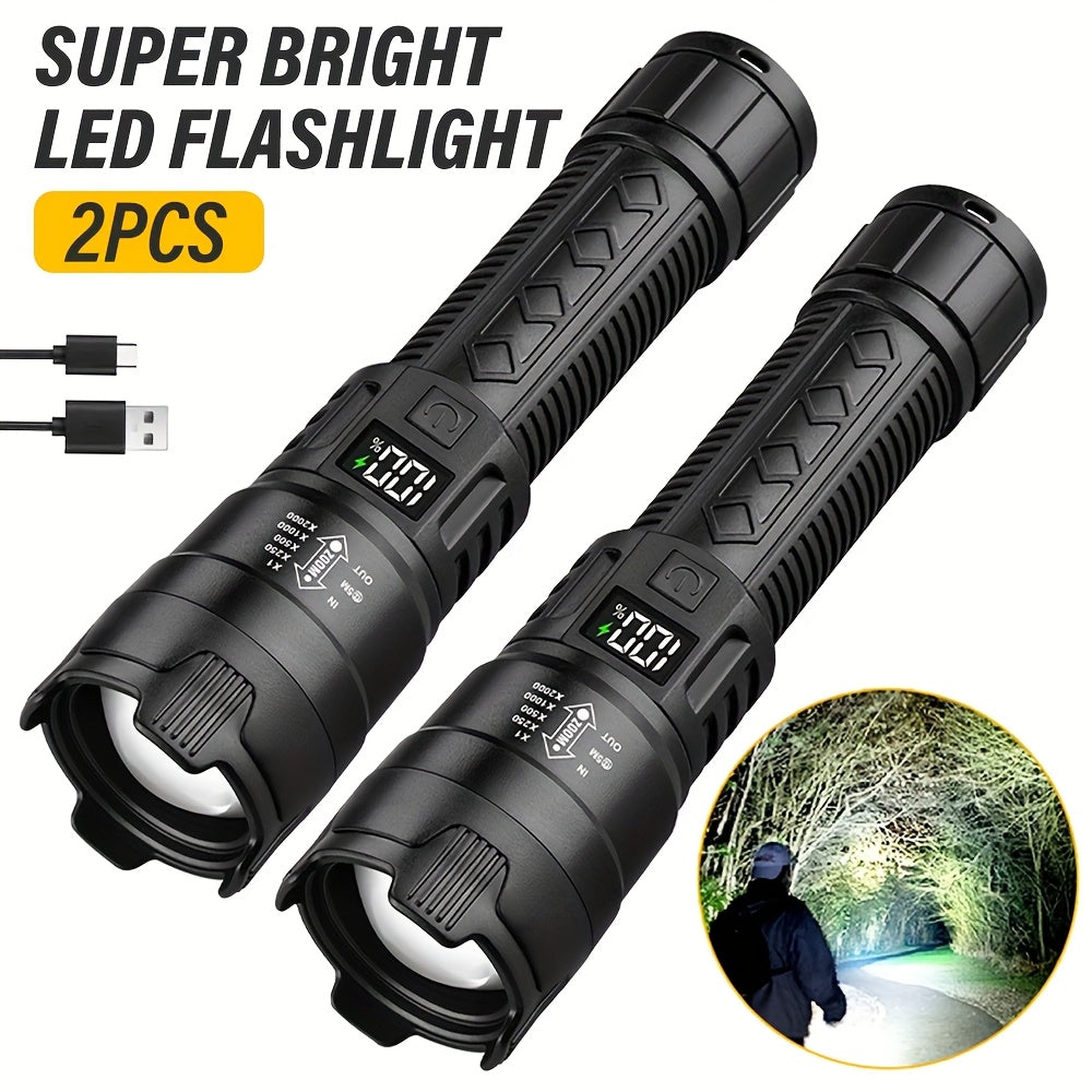 Powerful LED Flashlight Set | USB Rechargeable Torch for Camping