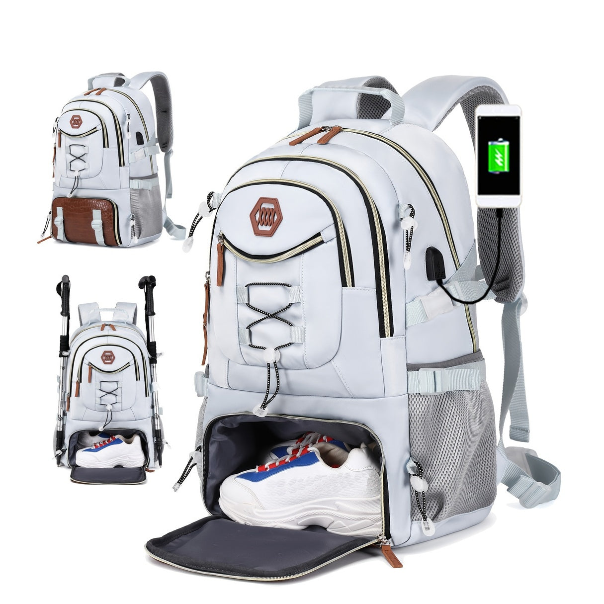 Large Capacity Travel Backpack | USB Charging & Shoe Compartment