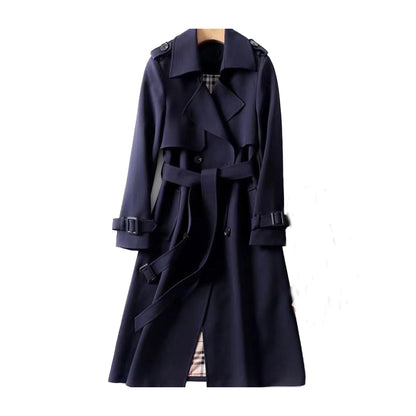 Women's Double Button Trench Coat - Classic Outerwear