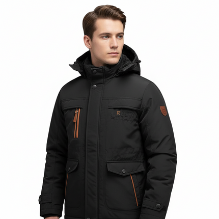 Men’s Tactical Winter Jacket – Waterproof Insulated Coat with Removable Hood